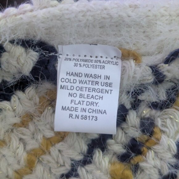 Anthropologie Raga plaid fringed sweater Dulce Pommed Knit Poncho size Small - Picture 4 of 6